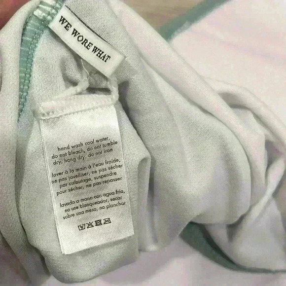 We Wore What Sage Green Brooklyn Halter One Piece Swimsuit Plunge Bow Size L - Picture 2 of 7